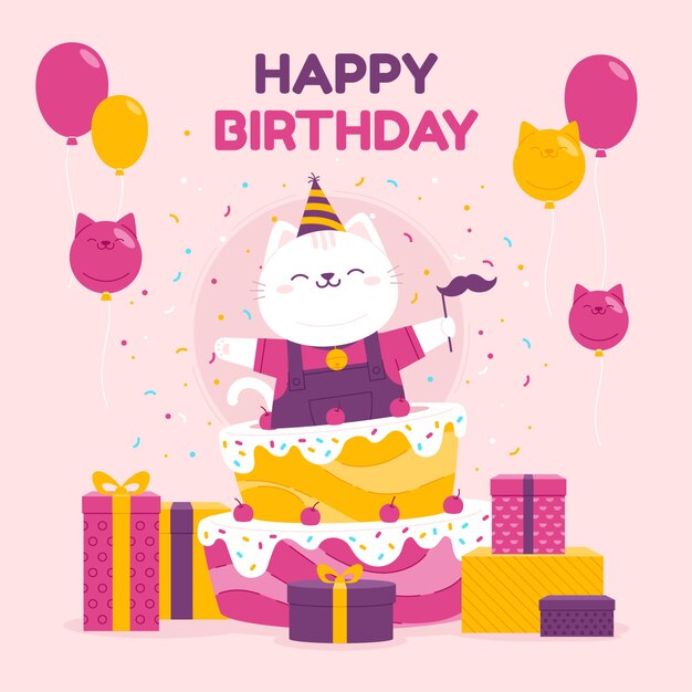 パーティーでかわいいカワイイナマケモノのコレクション ギフトやその他のホリデーアイテムと漫画のクマ 誕生日のグリーティングカードまたはバナー プレミアムベクター