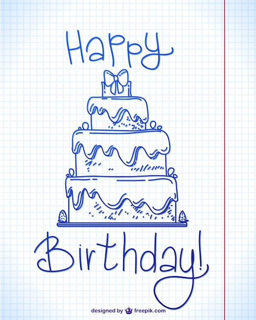 Free vector happy birthday ink doodle design