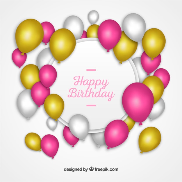 Free vector happy birthday label with balloons