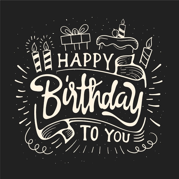 Vettore gratuito buon compleanno lettering design