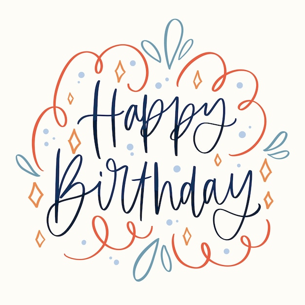 Vettore gratuito buon compleanno lettering design