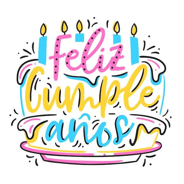 Vettore gratuito buon compleanno lettering design