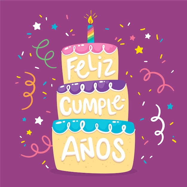 Vettore gratuito buon compleanno lettering design