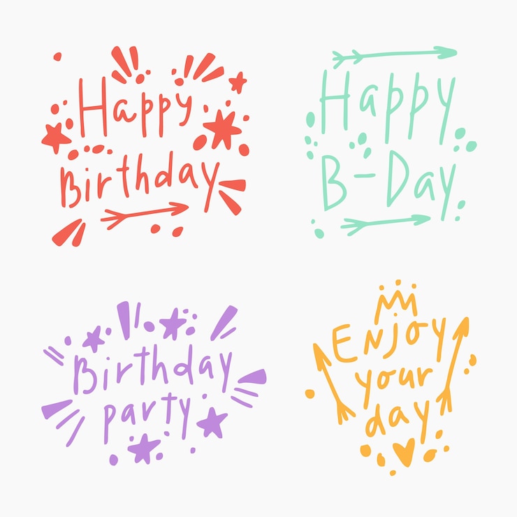 免費 Vector 祝你生日快乐的字母设置在波霍风格
