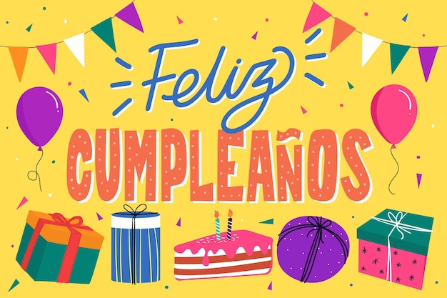 Free vector happy birthday lettering in spanish