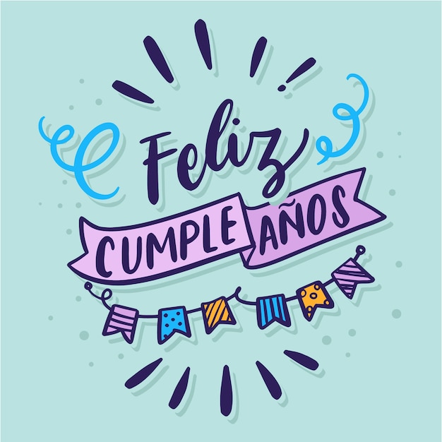 Free vector happy birthday lettering in spanish