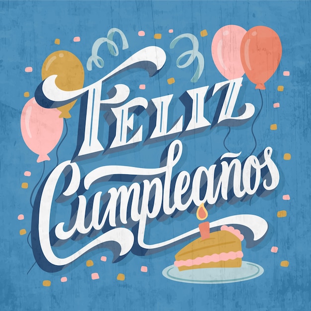 Free vector happy birthday lettering in spanish