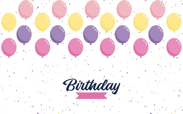 Free vector happy birthday lettering text banner with balloon background vector illustration