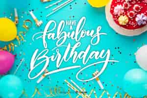 Free vector happy birthday lettering with confetti