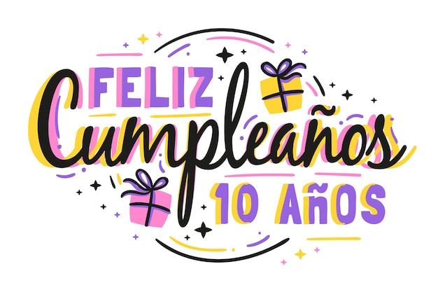 Free vector happy birthday lettering with gift