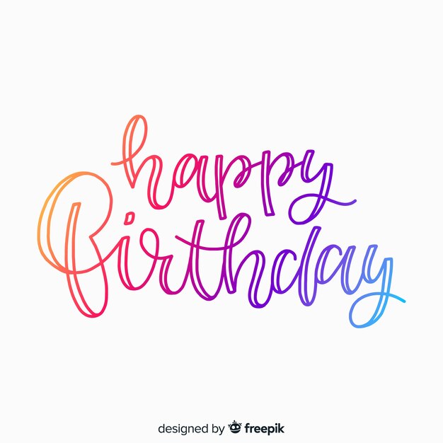 Happy birthday lettering with gradient