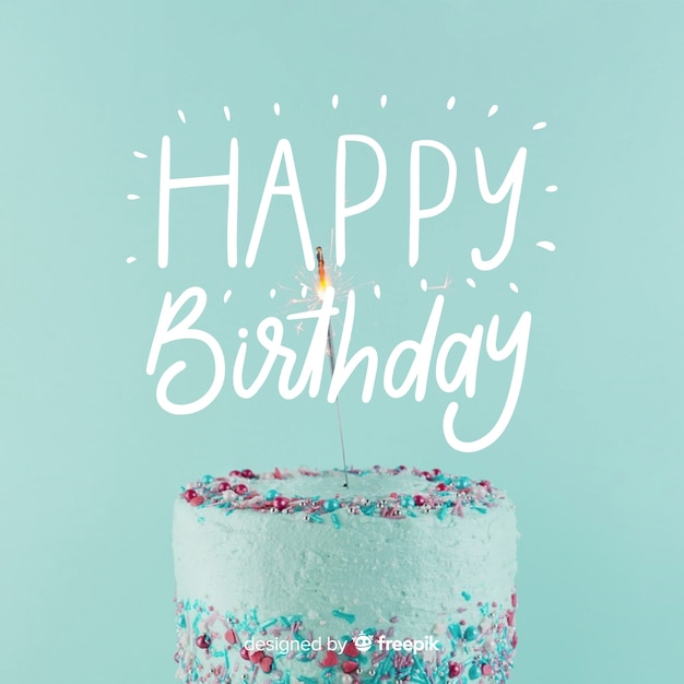 Free vector happy birthday lettering with photo