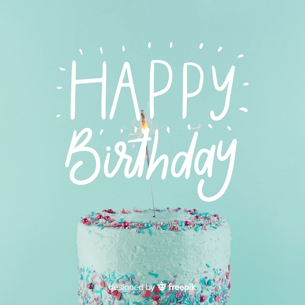 Happy birthday lettering with photo