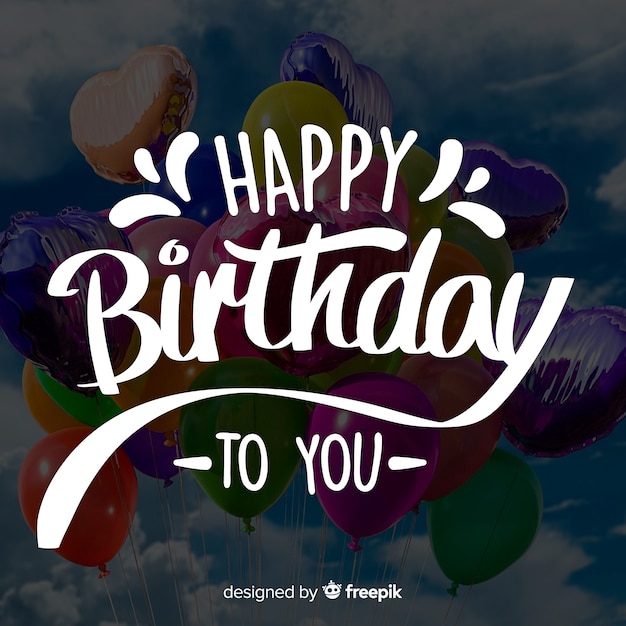 Free vector happy birthday lettering with photo