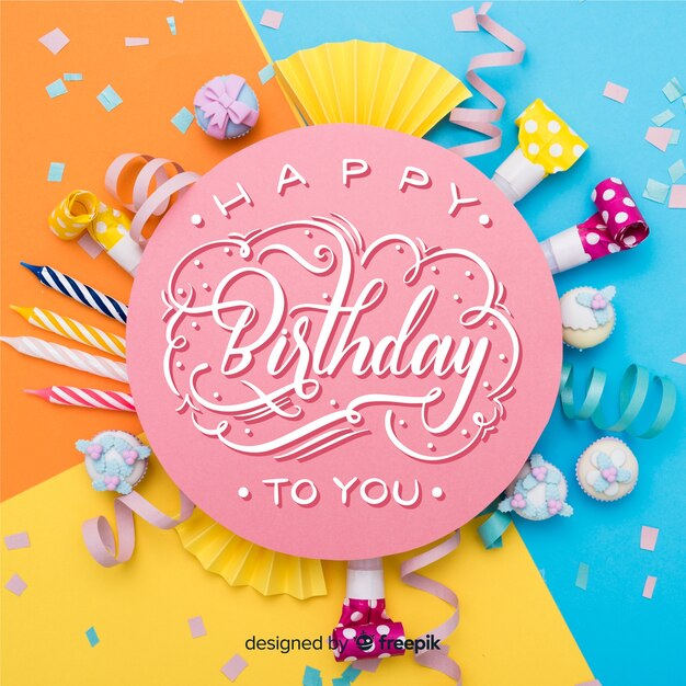 happy birthday lettering with photo