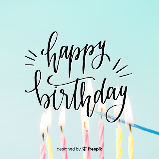 Happy birthday lettering with photo