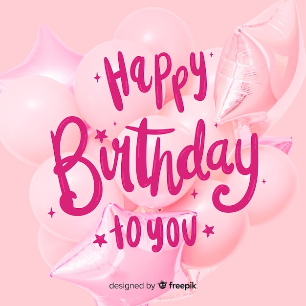 Free vector happy birthday lettering with photo