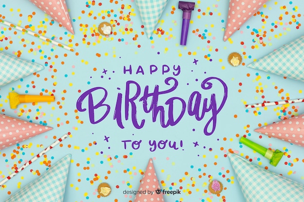 Happy birthday lettering with photo