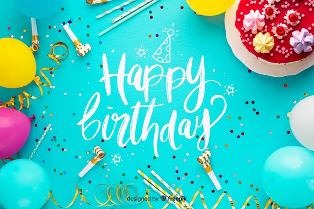 Happy birthday lettering with photo