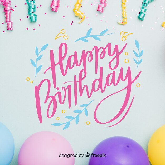 Happy birthday lettering with photo