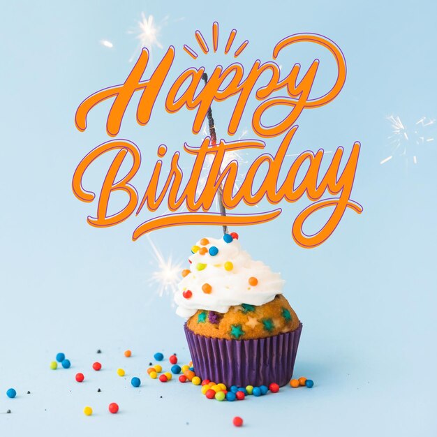 happy birthday lettering with photo