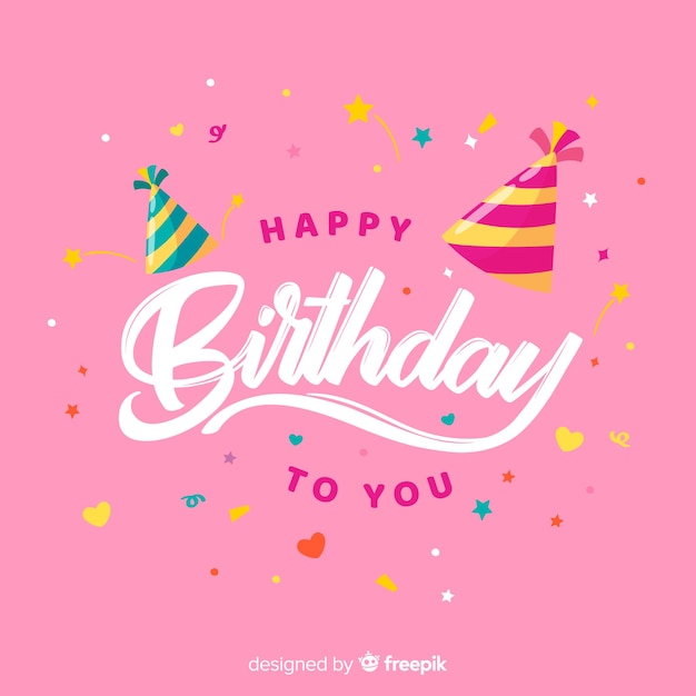 Free vector happy birthday lettering with pink background