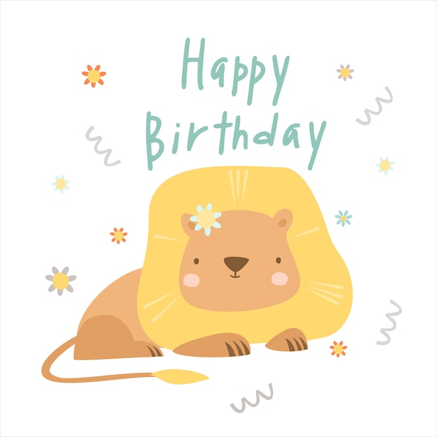 Free vector happy birthday lion