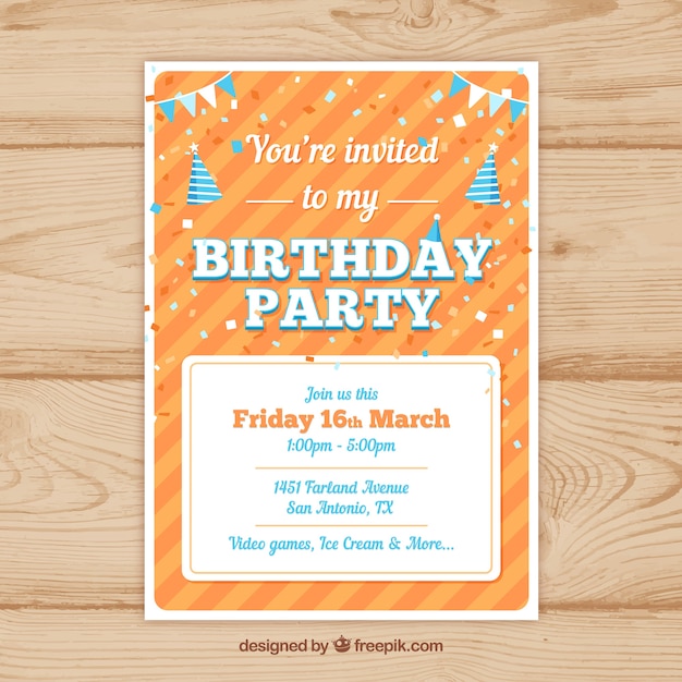 Free vector happy birthday party card in flat style