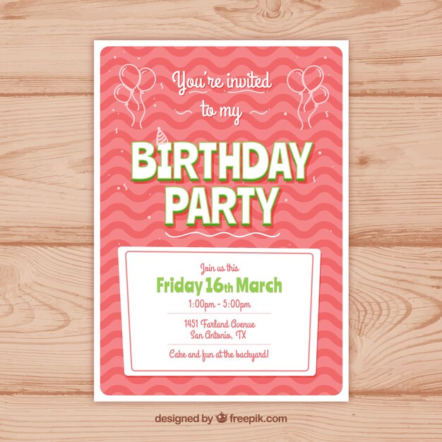 happy birthday party card in flat style