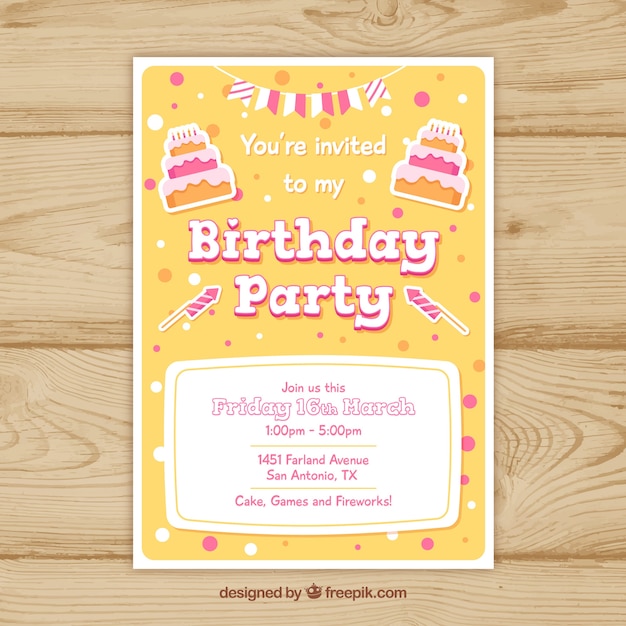 Happy birthday party card in flat style