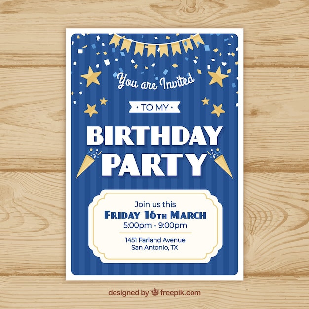 Free vector happy birthday party card in flat style