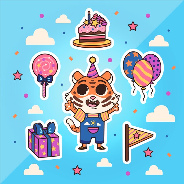 Free vector happy birthday party decorations