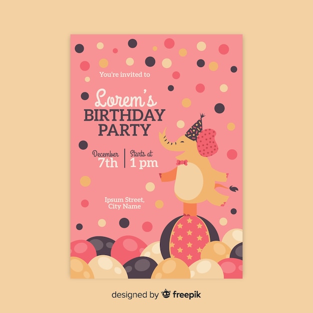 Free vector happy birthday party invitation template