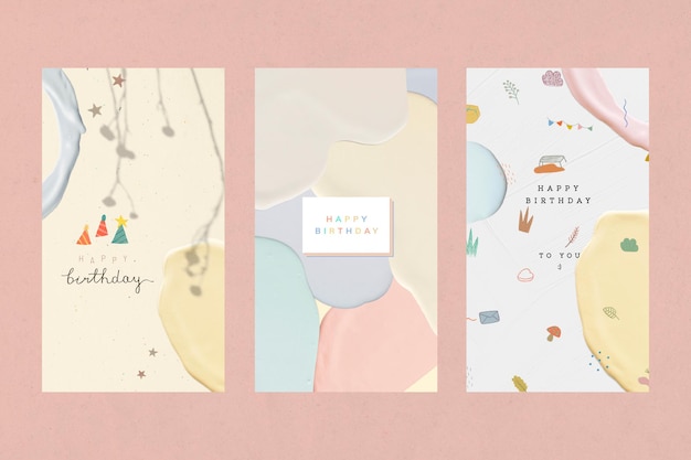 Free vector happy birthday pastel template collection