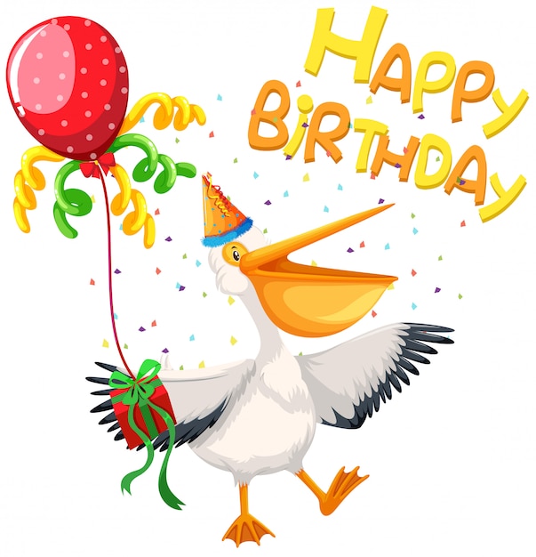 Открытка с днем рождения пеликан