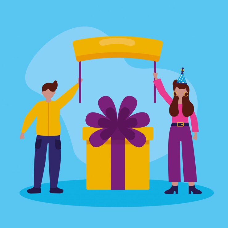 Free Vector happy birthday people in flat style