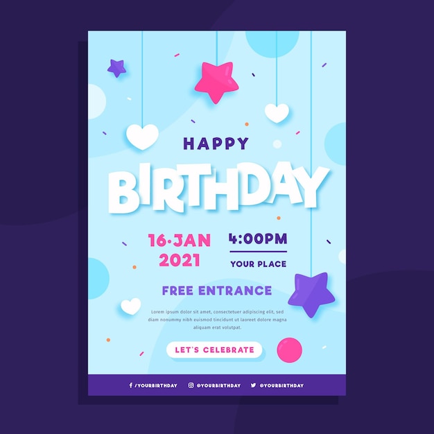 Free vector happy birthday poster template