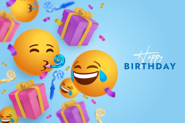 Free vector happy birthday realistic emoji background