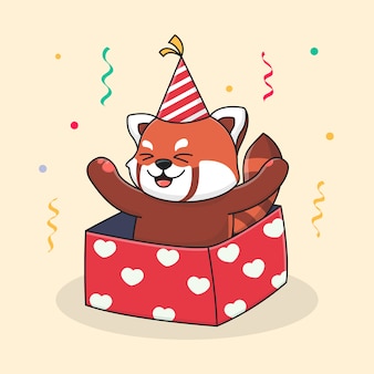 Premium Vector Happy Birthday Panda In Box With Hat Premium Vector Happy Birthday Panda In Box With Hat