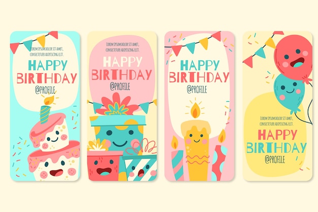 Free vector happy birthday social media post