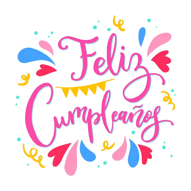 Free vector happy birthday in spanish lettering