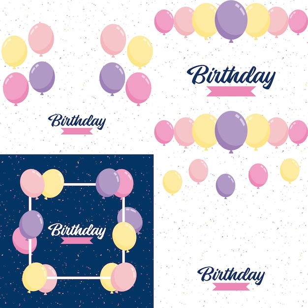 Happy Birthday text with a shiny metallic finish and abstract background