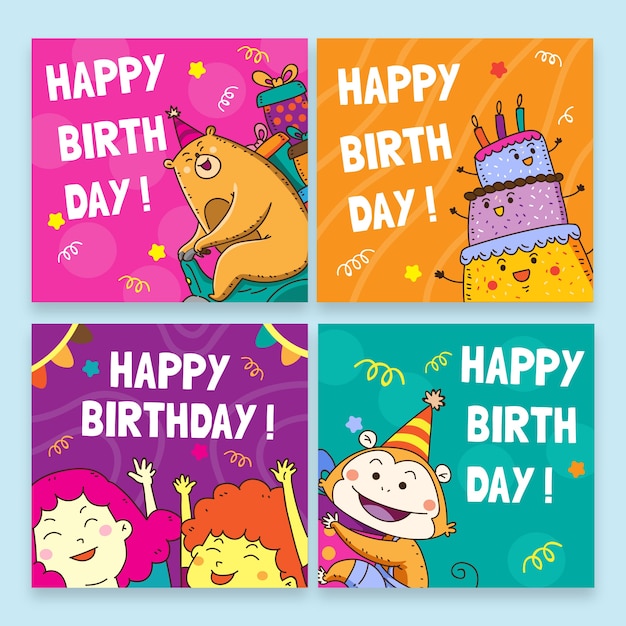 Happy birthday with colourful templates for birthday party