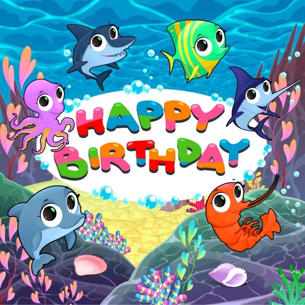 Happy birthday with funny fish