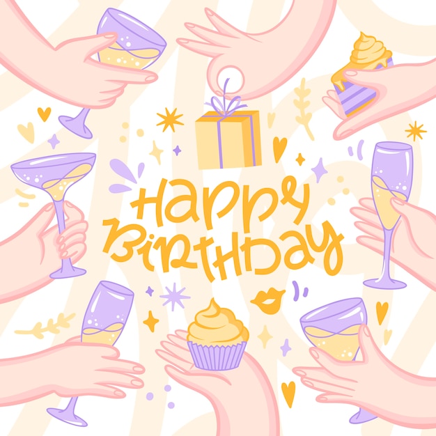 Free vector happy birthday to you alongside friends