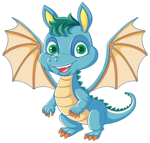 Free vector happy blue cartoon dragon smiling