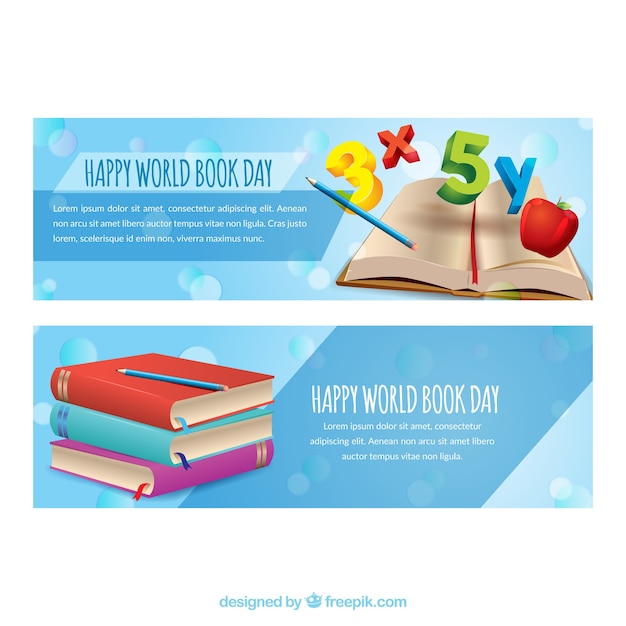 Happy book day banners