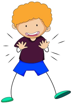 A happy boy doodle cartoon character isolated