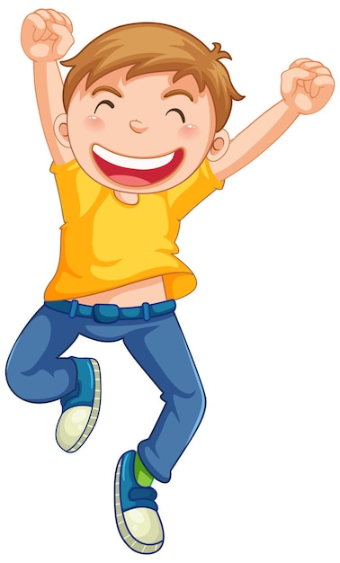 Free vector happy boy jumping cartoon character