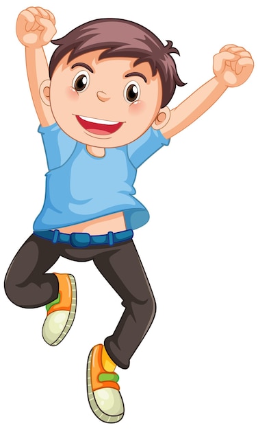 Happy boy jumping cartoon character